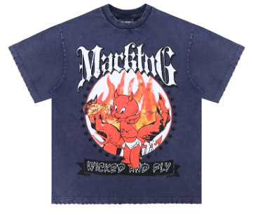 Red Imp flame print shirt