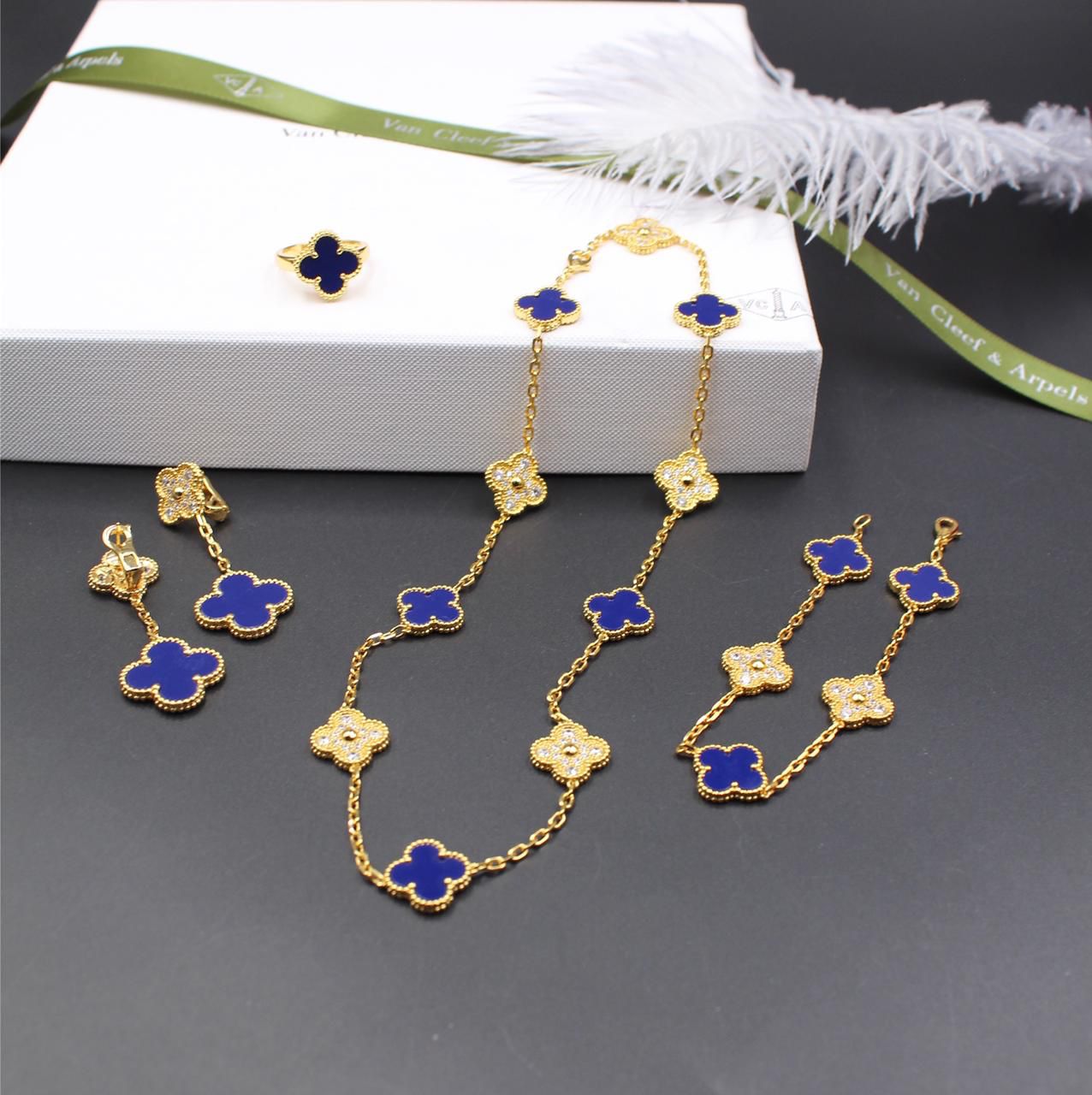 VCA Necklace with Bracelet and Earrings, Ring