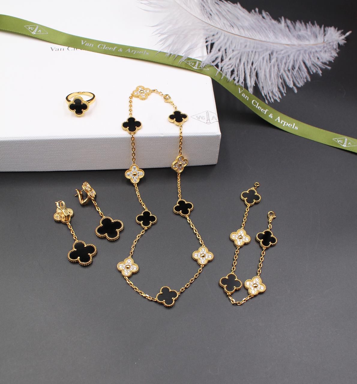 VCA Necklace with Bracelet and Earrings, Ring