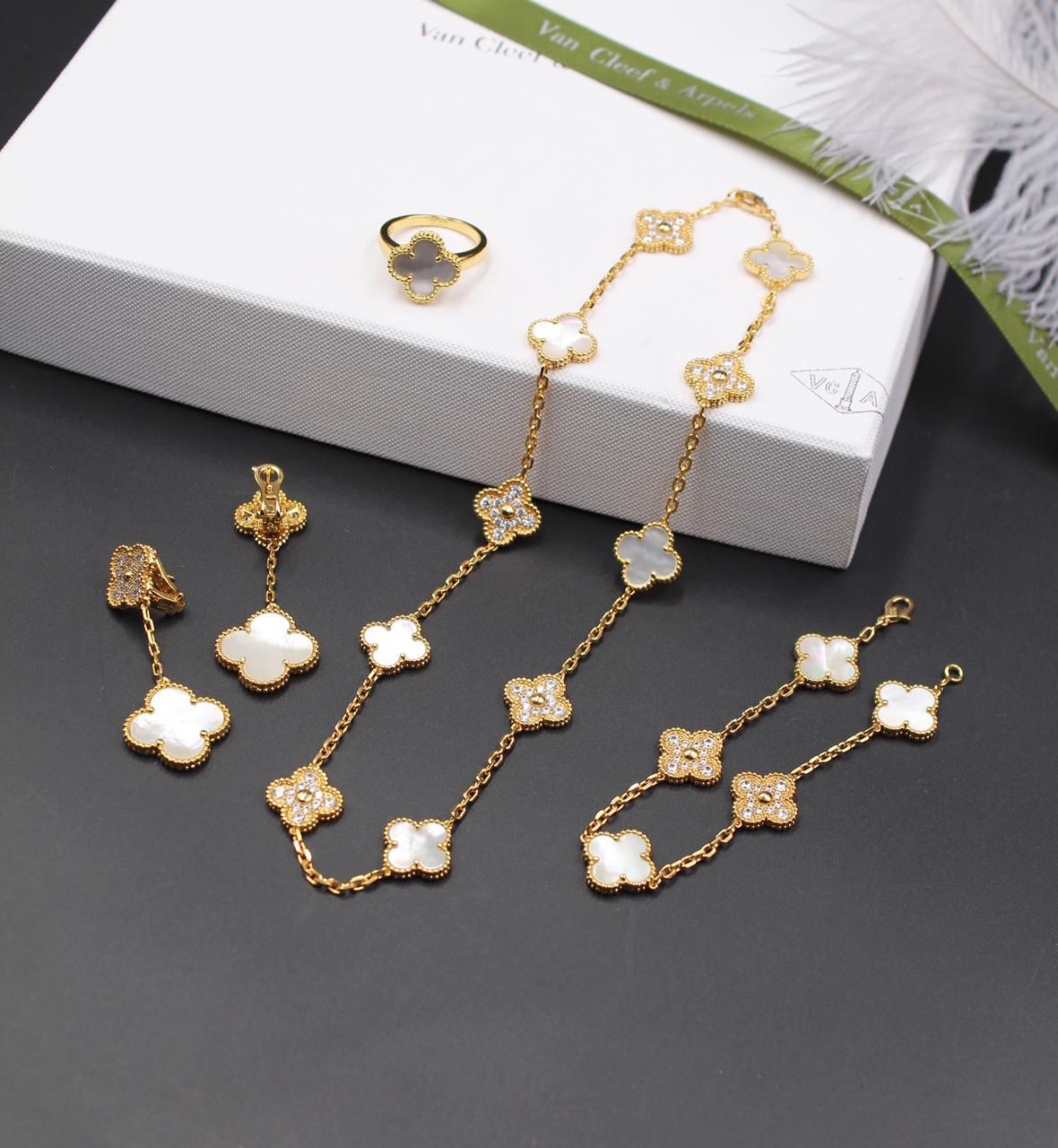 VCA Necklace with Bracelet and Earrings, Ring