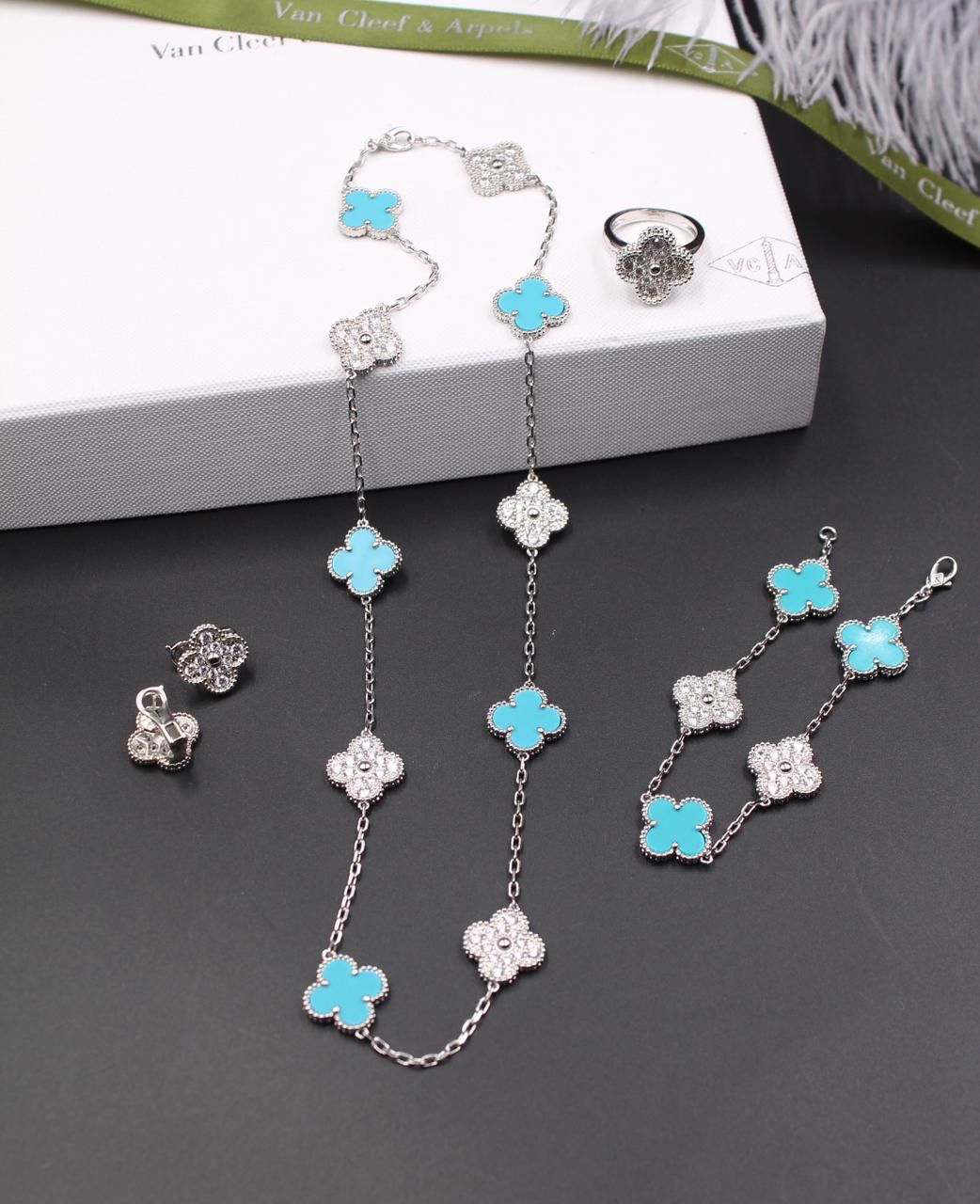 VCA Necklace with Bracelet and Earrings, Ring