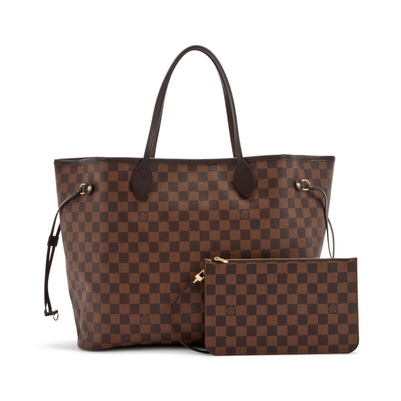 Ebene Damier Canvas Neverfull GM Goldtone