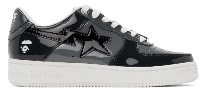 BAPE Black & Grey Patent Sta