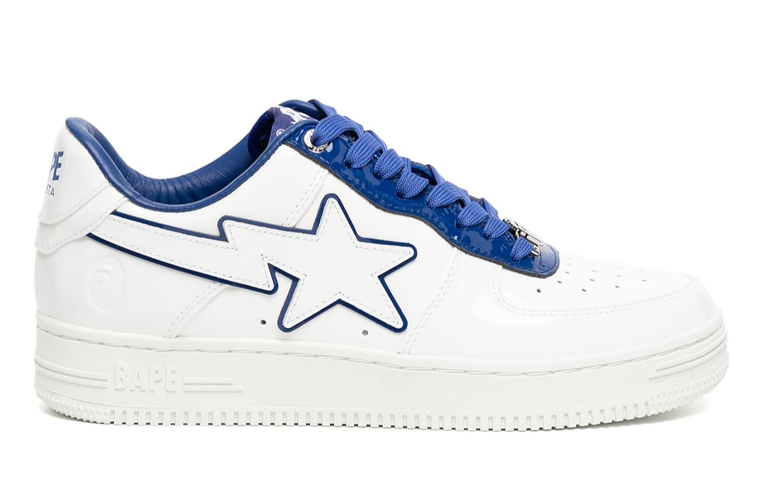 Bape white & navy patent leather