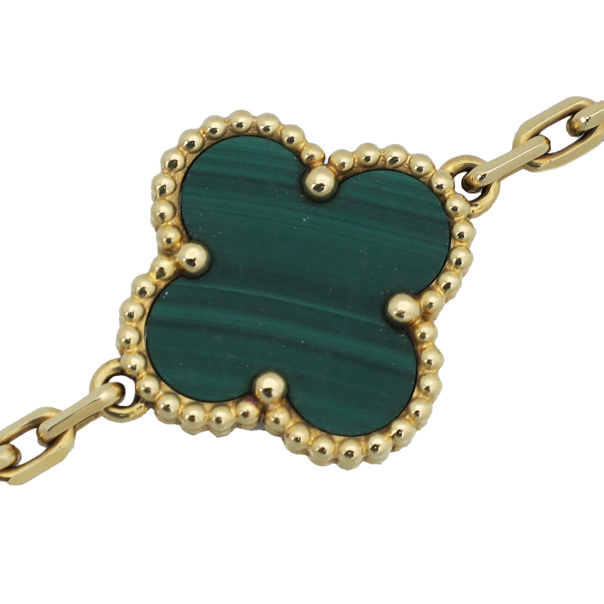 VAN CLEEF & ARPELS WOMENS VINTAGE ALHAMBRA BRACELET, 5 MOTIFS MALACHITE