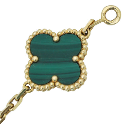 VAN CLEEF & ARPELS WOMENS VINTAGE ALHAMBRA BRACELET, 5 MOTIFS MALACHITE