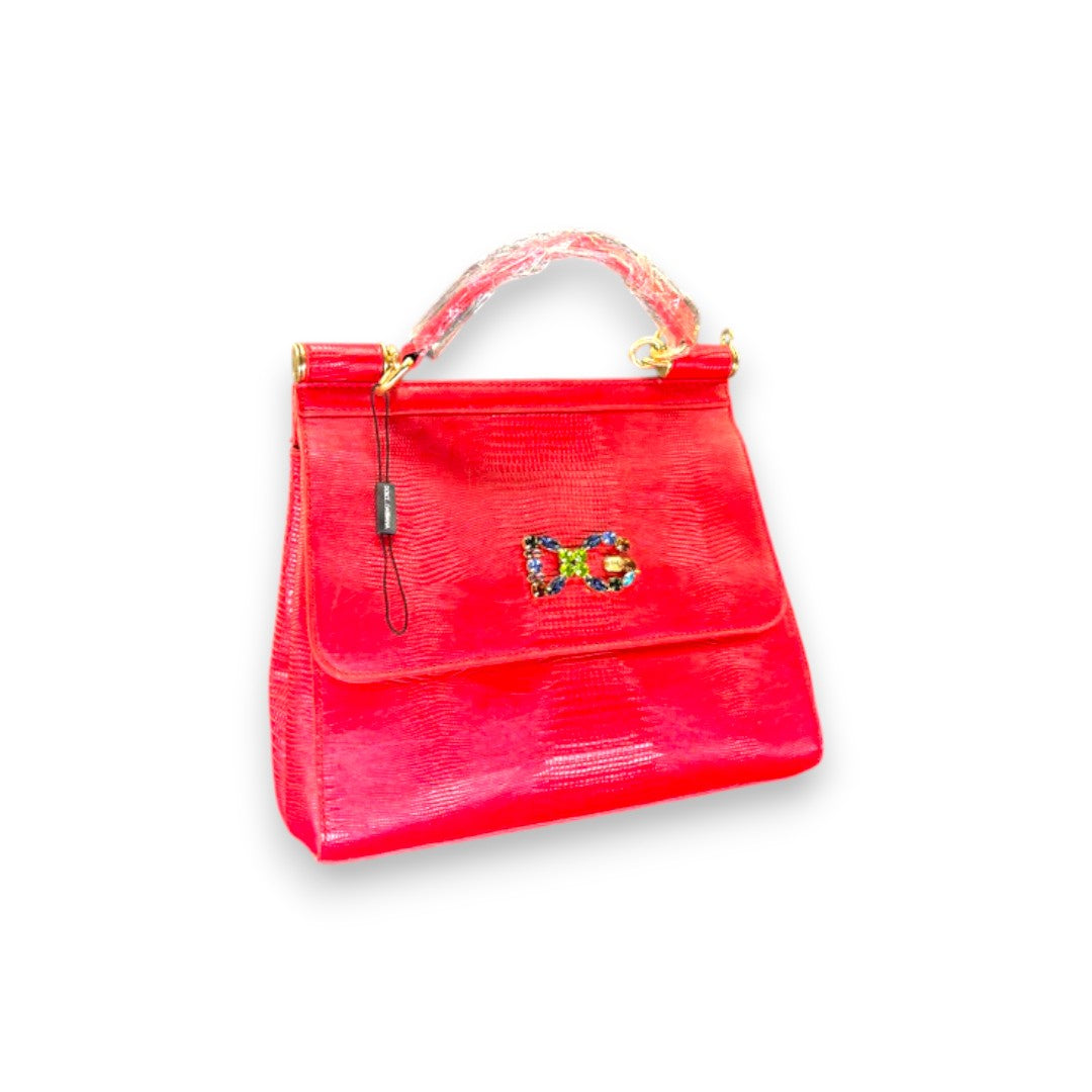 D&G Light Gray DG Crystal Medium Sicily Bag