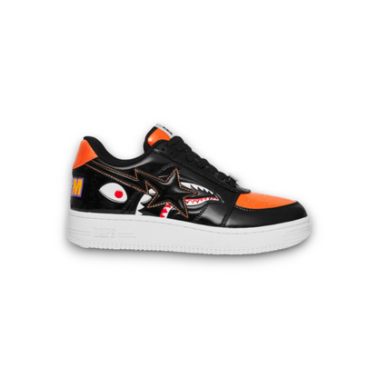 A Bathing Ape Bapesta Low Mad Shark Black White Orange