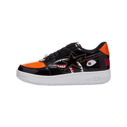 A Bathing Ape Bapesta Low Mad Shark Black White Orange