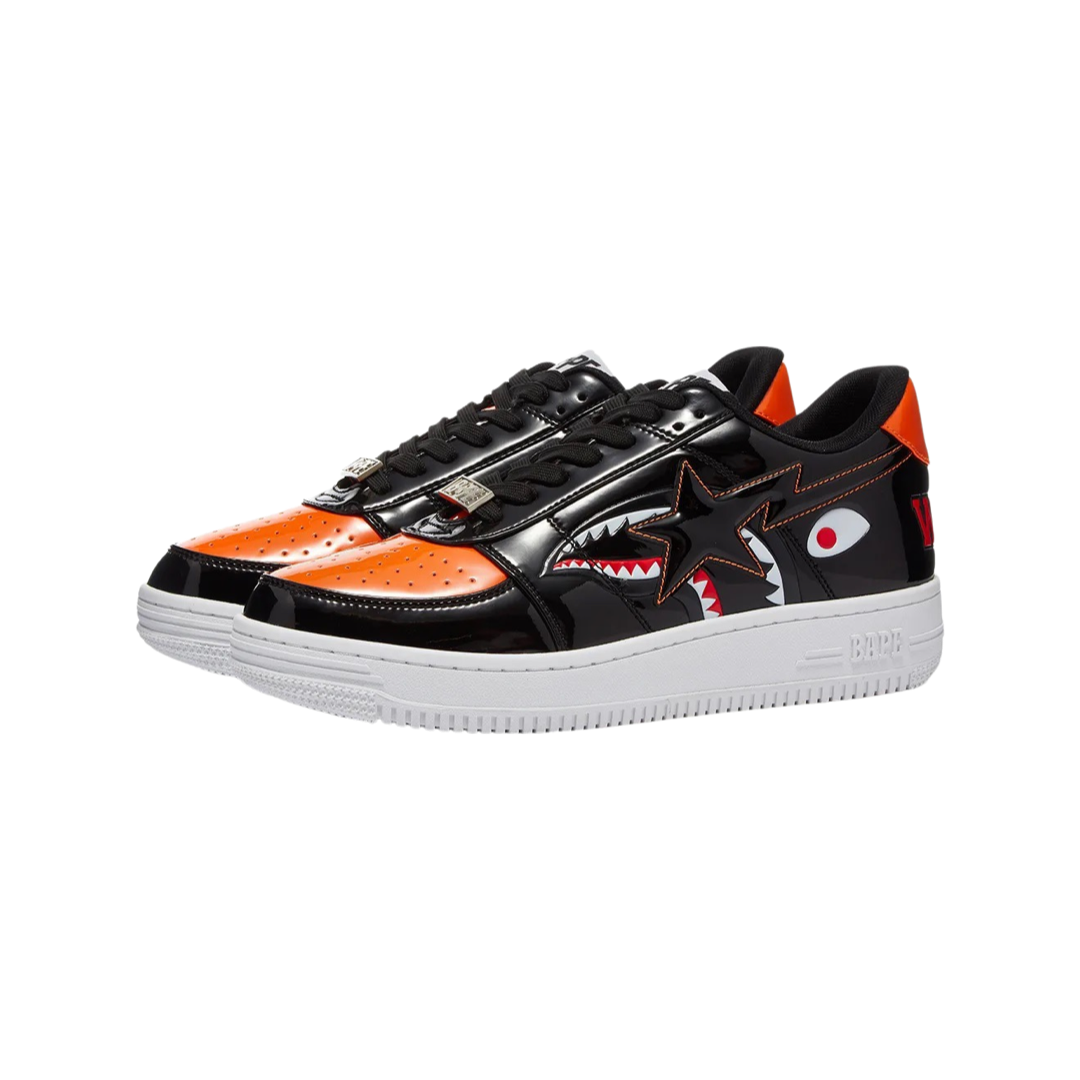 A Bathing Ape Bapesta Low Mad Shark Black White Orange